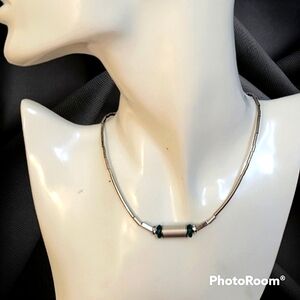 Liquid Silver Tube Beaded Minimalist Contemporary Unisex Necklace